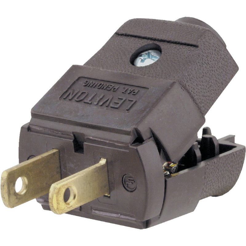 Leviton 15A 125V 2-Wire 2-Pole Clamp Tight Cord Plug, Brown