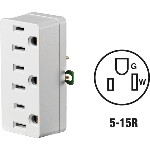 Leviton White 15A 3-Outlet Tap