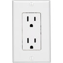 Leviton Decora 15A White Residential Grade 5-15R Duplex Outlet with Wall Plate