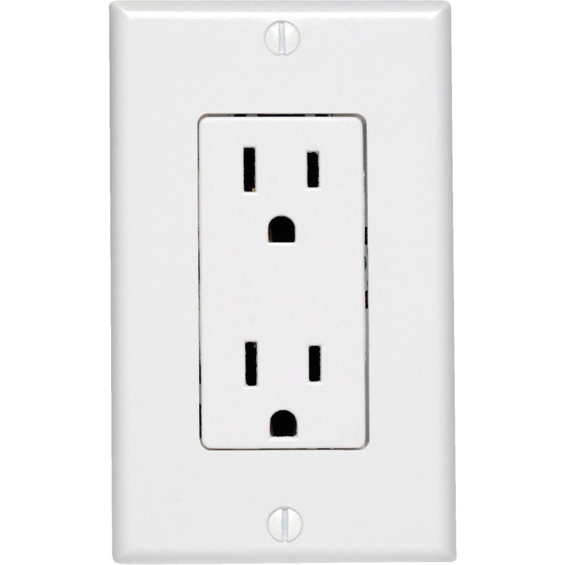 Leviton Decora 15A White Residential Grade 5-15R Duplex Outlet with Wall Plate