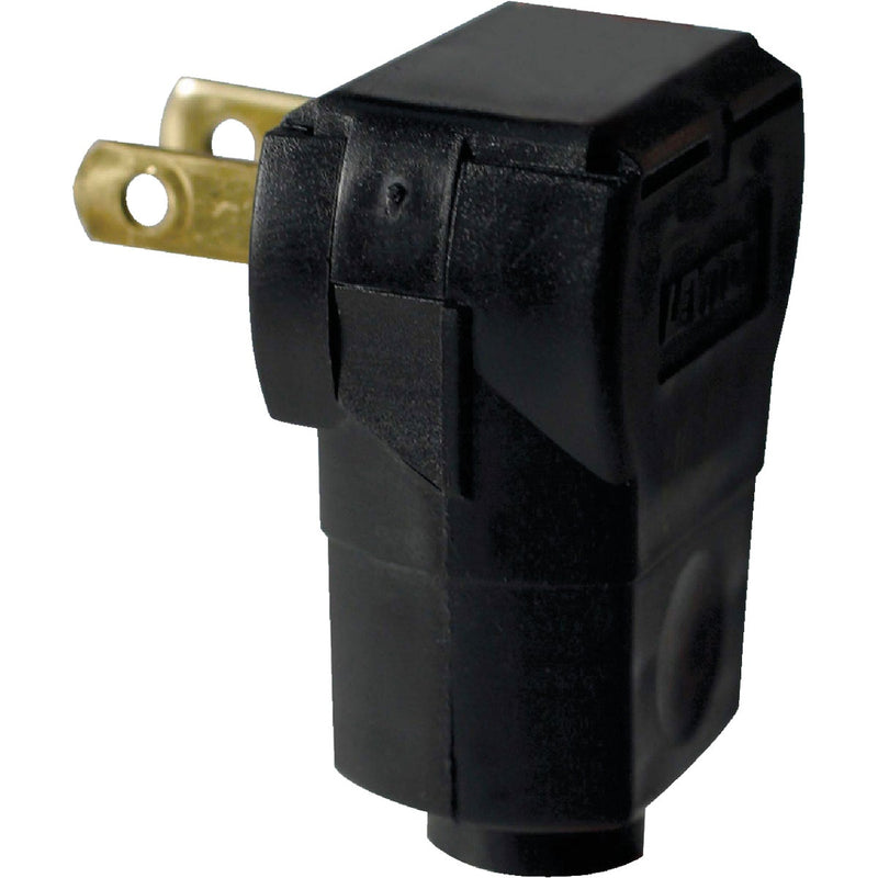 Leviton 15A 125V 2-Wire 2-Pole Angle Cord Plug, Black