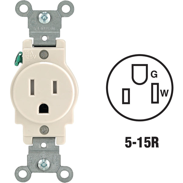 Leviton 15A Light Almond Commercial Grade 5-20R Tamper Resistant Single Outlet