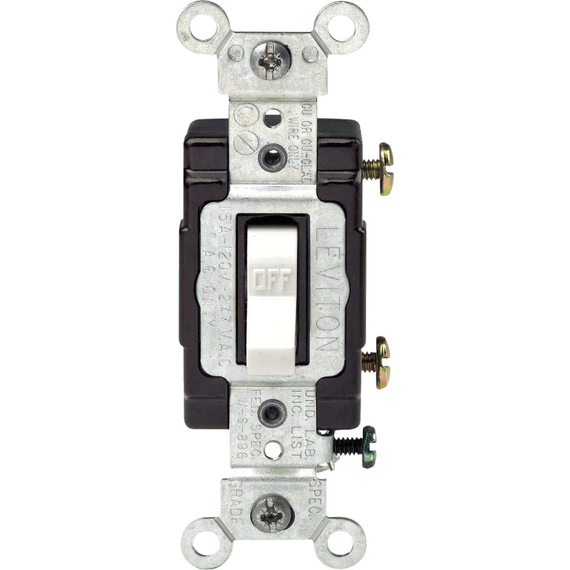 Leviton Commercial Grade 15 Amp Toggle Single Pole Switch, White