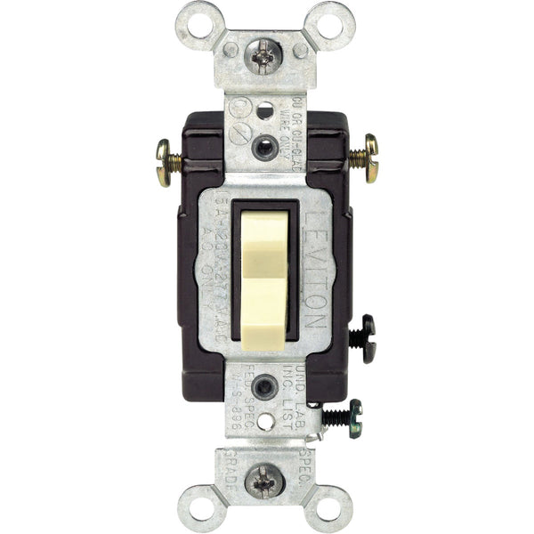 Leviton Illuminated Grounded Toggle Ivory 15A 3-Way Switch