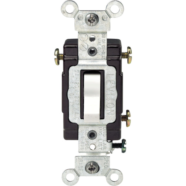 Leviton Illuminated Grounded Toggle White 15A 3-Way Switch