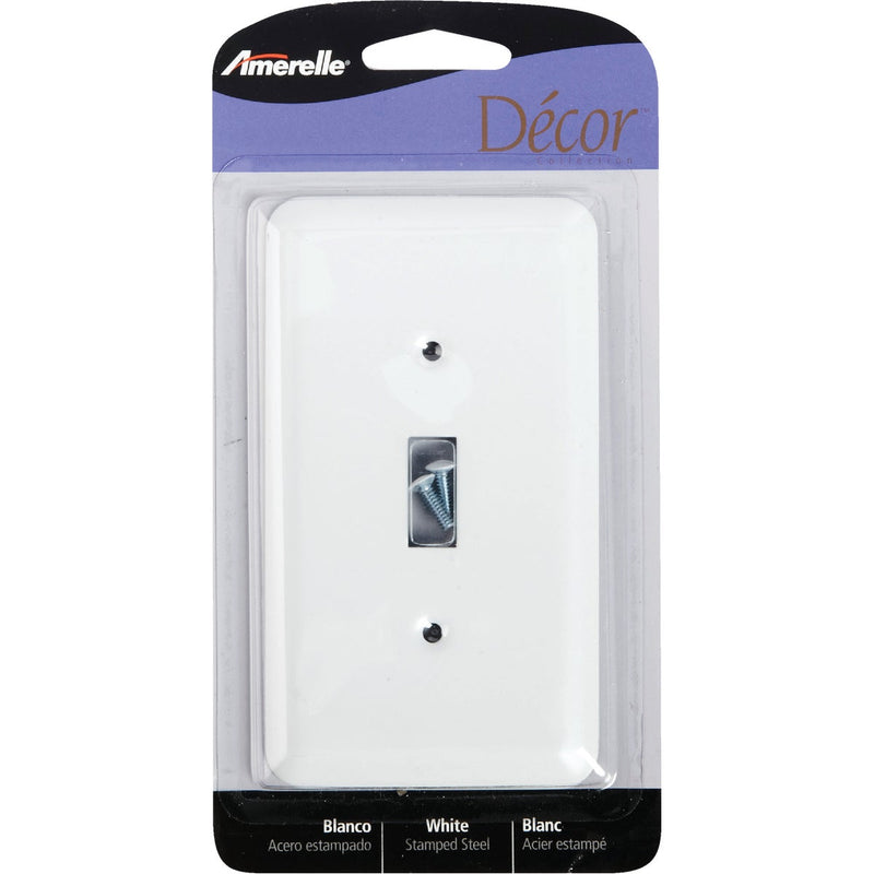 Amerelle 1-Gang Stamped Steel Toggle Switch Wall Plate, White