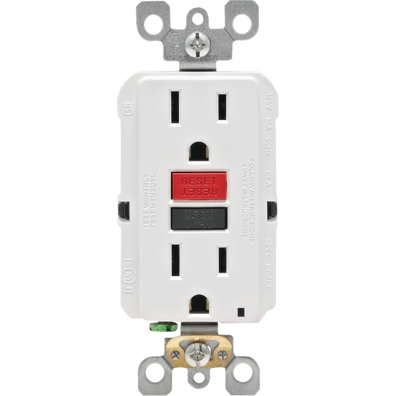 Leviton SmartlockPro Self-Test 15A White Residential Grade 5-15R GFCI Outlet