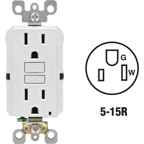 Leviton SmartlockPro Self-Test 15A White Residential Grade Rounded Corner 5-15R GFCI Outlet (3-Pack)