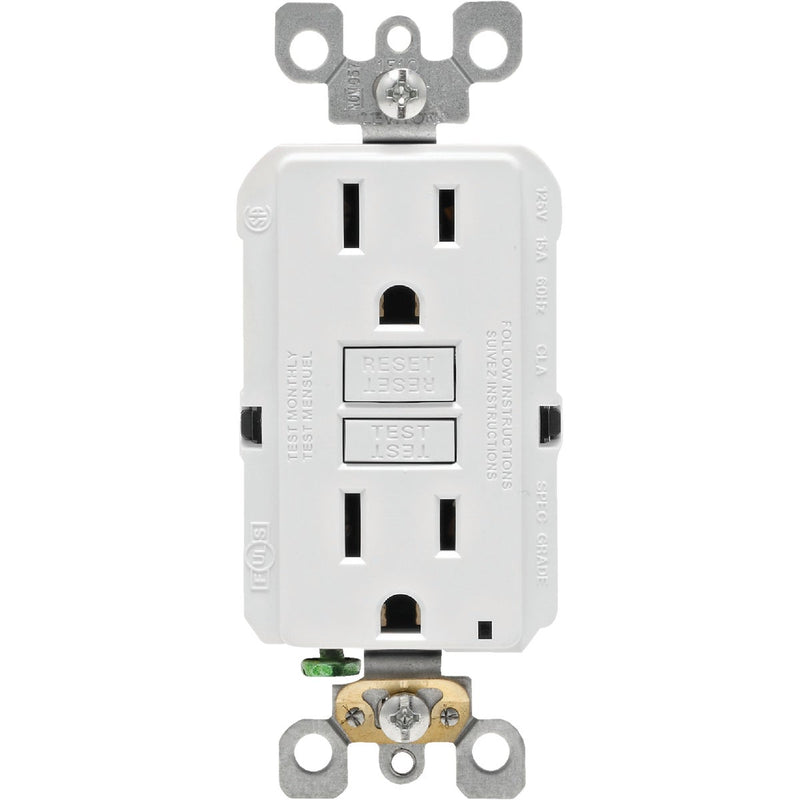 Leviton SmartlockPro Self-Test 15A White Residential Grade Rounded Corner 5-15R GFCI Outlet (3-Pack)