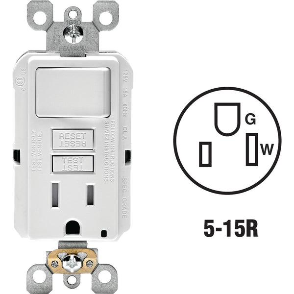 Leviton White 15A Self-Test Tamper Resistant GFCI Switch & Outlet Combination With Wallplate