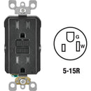 Leviton SmartlockPro Self-Test 15A Black Residential Grade Tamper Resistant 5-15R GFCI Outlet