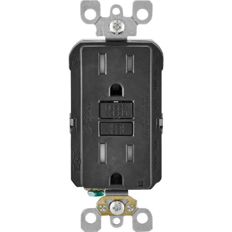 Leviton SmartlockPro Self-Test 15A Black Residential Grade Tamper Resistant 5-15R GFCI Outlet