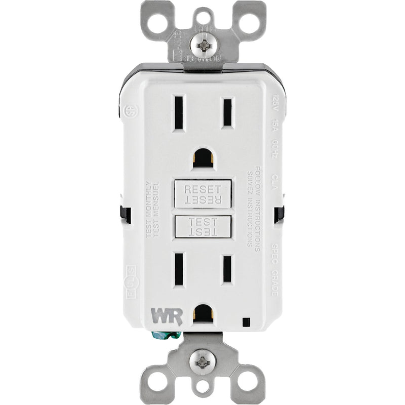 Leviton SmartlockPro Self-Test 15A White Residential Grade Tamper & Weather Resistant 5-15R GFCI Outlet