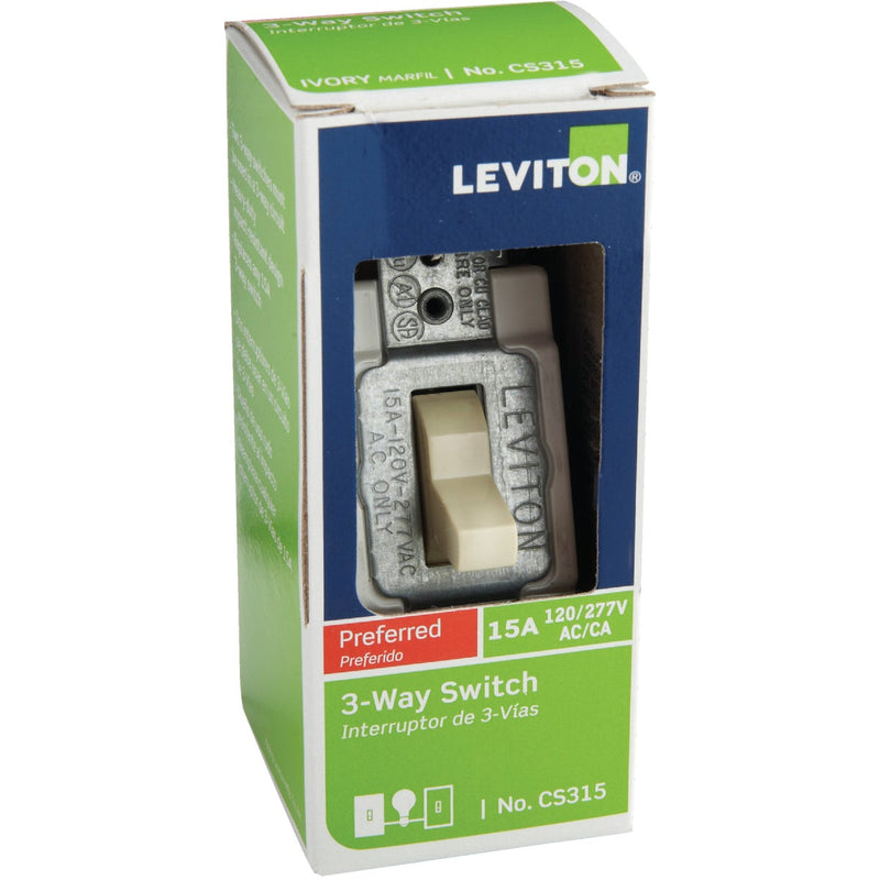 Leviton Toggle Ivory 15A Grounding Quiet 3-Way Switch