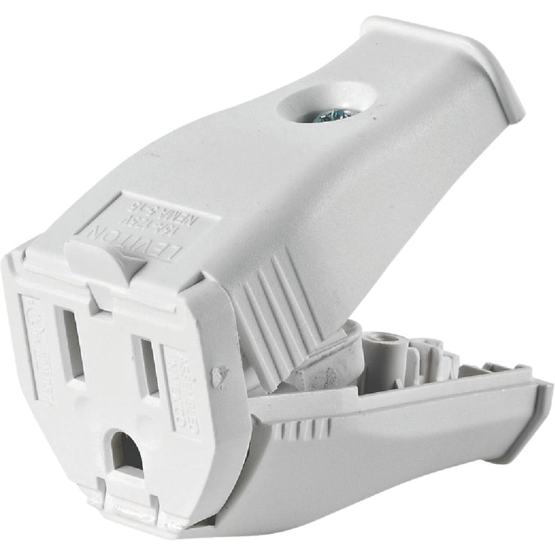 Leviton 15A 125V 3-Wire 2-Pole Clamp Tight Cord Connector, White