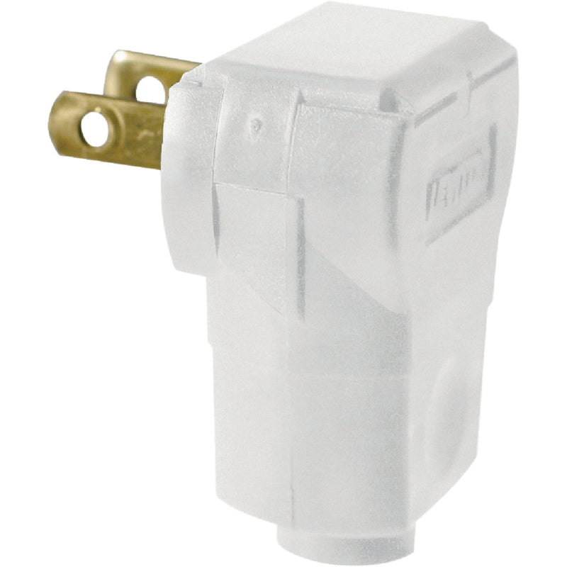 Leviton 15A 125V 2-Wire 2-Pole Angle Cord Plug, White