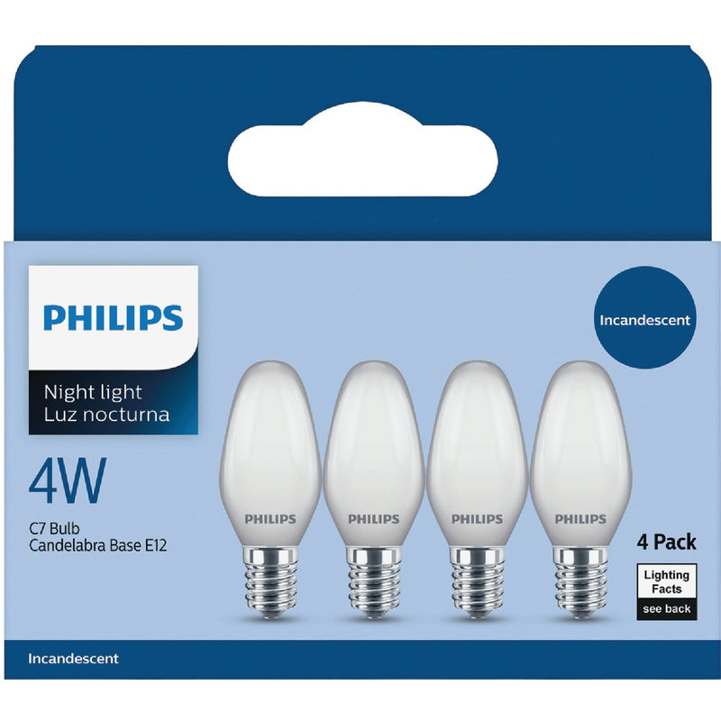 Philips 4W White Candelabra C7 Incandescent Night Light Bulb (4-Pack)