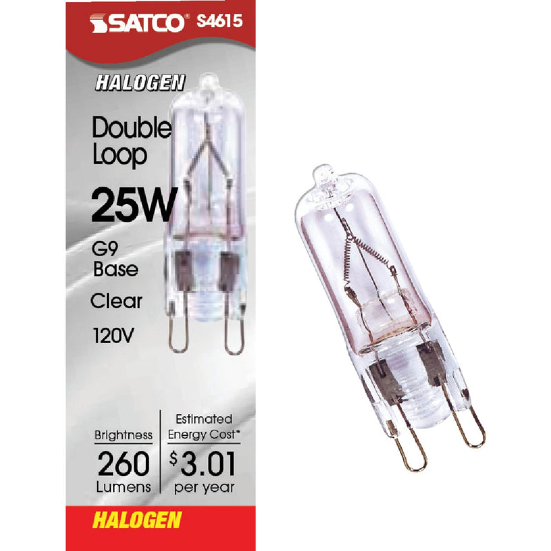 Satco 25W 120V Clear Double Loop Base T4 Halogen Special Purpose Light Bulb