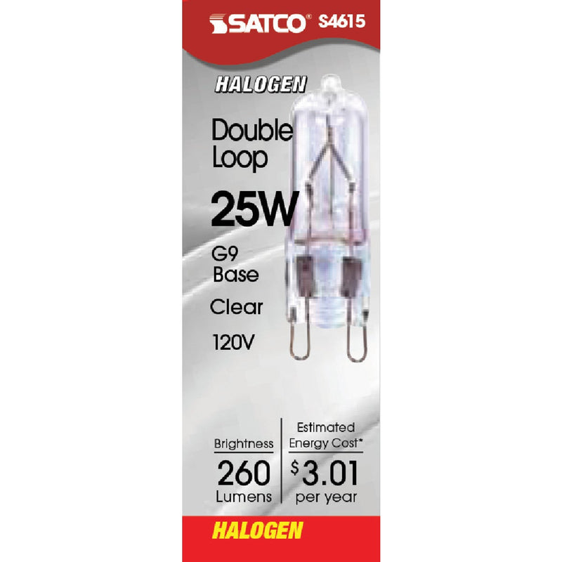 Satco 25W 120V Clear Double Loop Base T4 Halogen Special Purpose Light Bulb