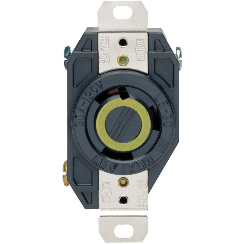 Leviton 30A 125V Black Industrial Grade L5-30R Locking Outlet Receptacle