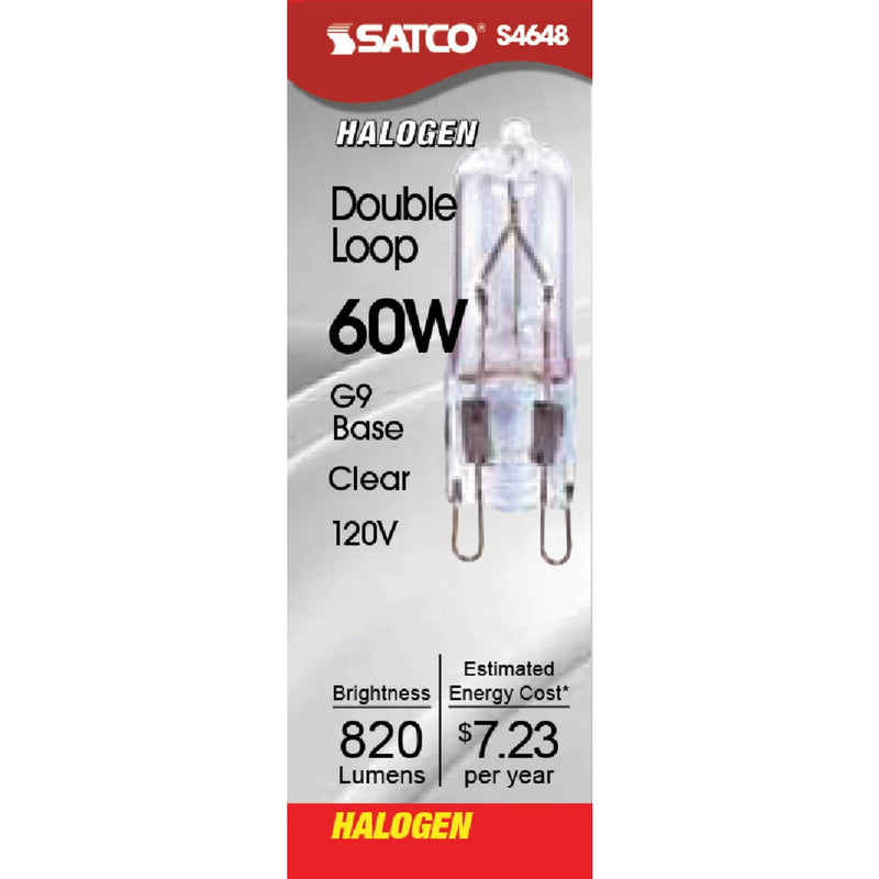 Satco 60W 120V Clear Double Loop Base T4 Halogen Special Purpose Light Bulb