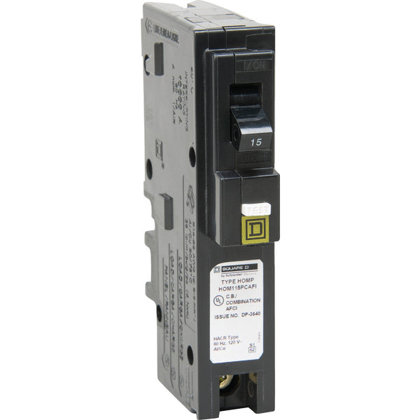 Square D Homeline 15A Single-Pole CAFCI Plug-On Neutral Combination Arc Fault Breaker