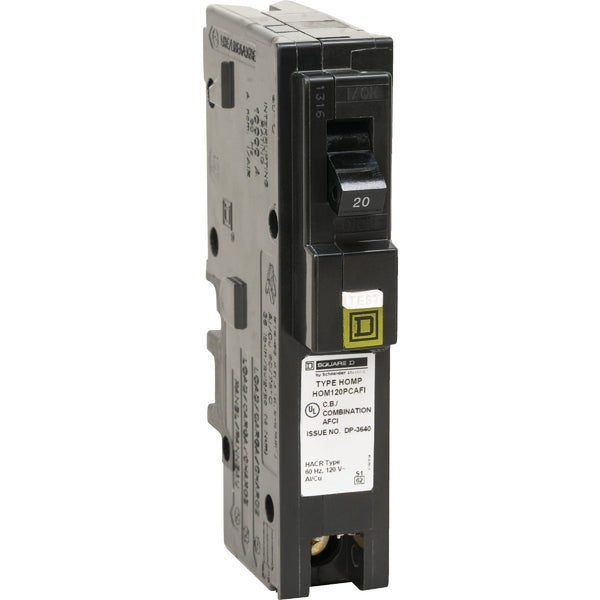 Square D Homeline 20A Single-Pole CAFCI Plug-On Neutral Combination Arc Fault Breaker