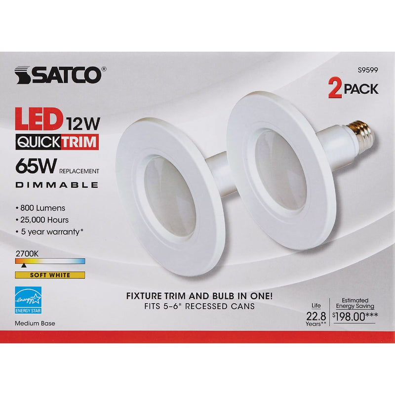 Satco 5 In./6 In. Retrofit White LED Recessed Light Kit (2-Pack)