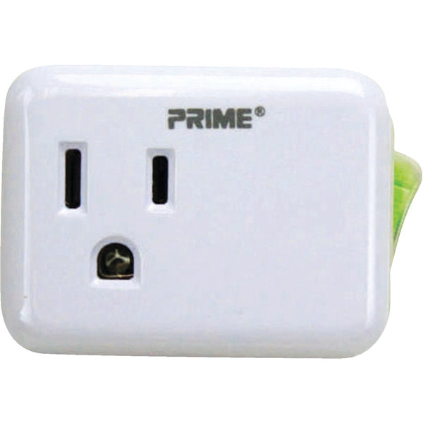 Prime Wire & Cable 1-Outlet White Plug-In Outlet with Switch