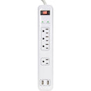 Prime Wire & Cable 4-Outlet 1200J White Surge Protector Strip with USB Charger & Right Angle Plug