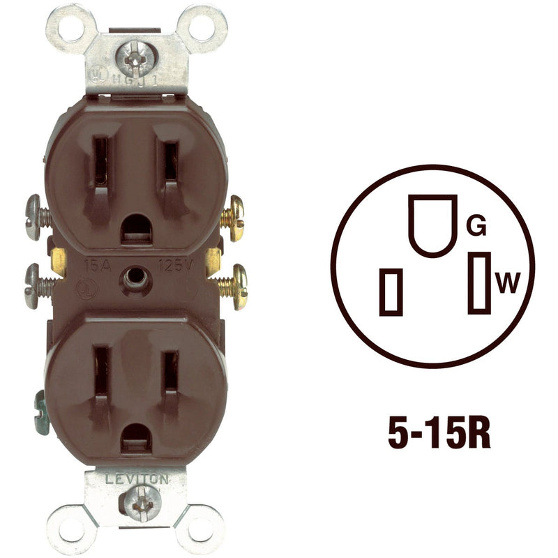 Leviton 15A Brown Shallow Grounded 5-15R Duplex Outlet