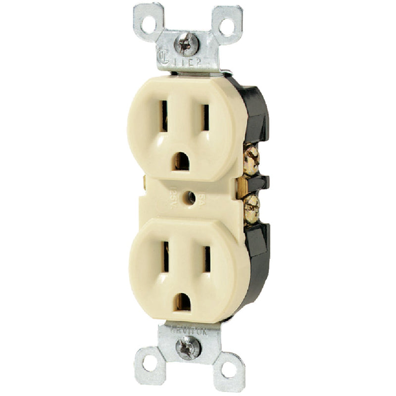 Leviton 15A Ivory Shallow Grounded 5-15R Duplex Outlet