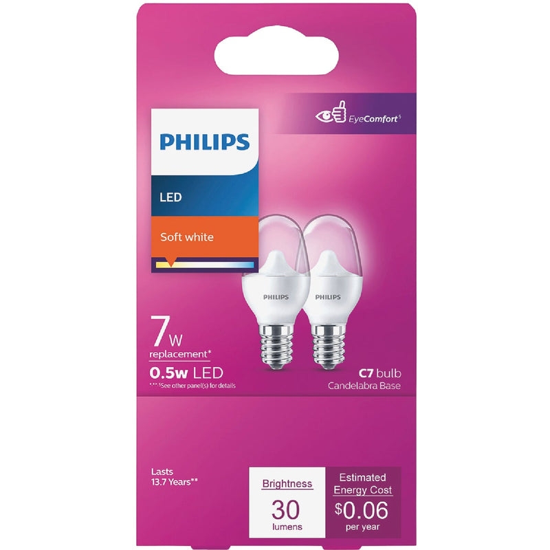 Philips 7W Equivalent Soft White C7 Candelabra LED Night-Light Bulb