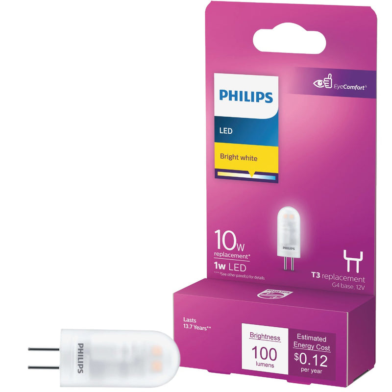 Philips 1W Clear T3 Bi-Pin LED Landscape Low Voltage Light Bulb