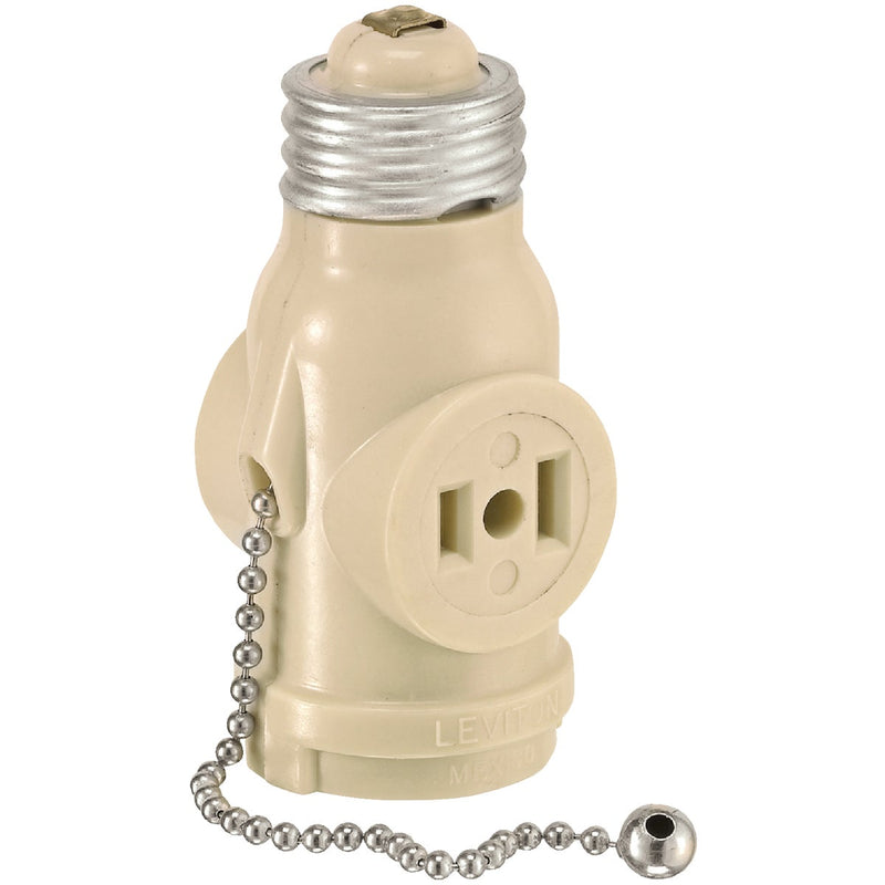 Leviton Ivory 125V Pull Chain Socket Adapter