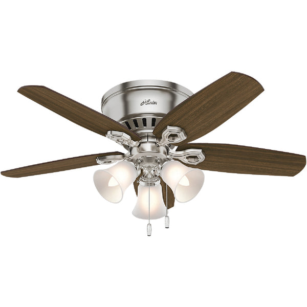 Hunter Builder Low Profile 42 In. Brushed Nickel Ceiling Fan with Light Kit