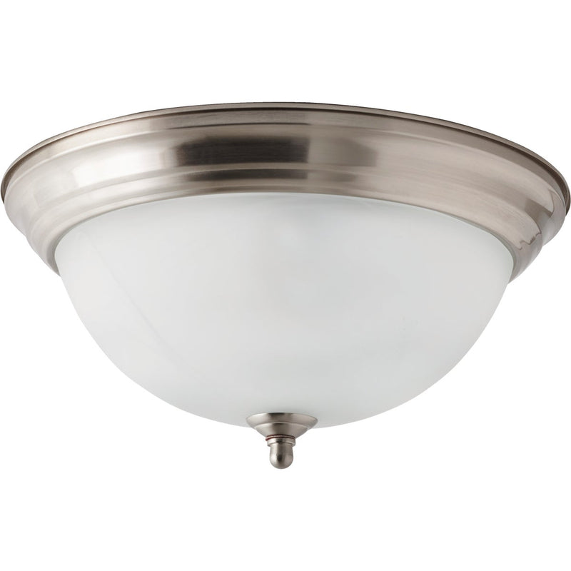 Home Impressions 13 In. Brushed Nickel Incandescent Flush Mount Ceiling Light Fixture with Alabaster Glass