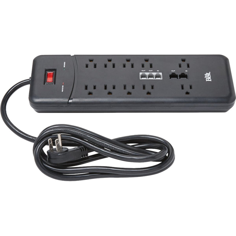 Do it Best 10-Outlet 3000J Black Surge Protector Strip with Phone Line Protection & 6 Ft. Cord