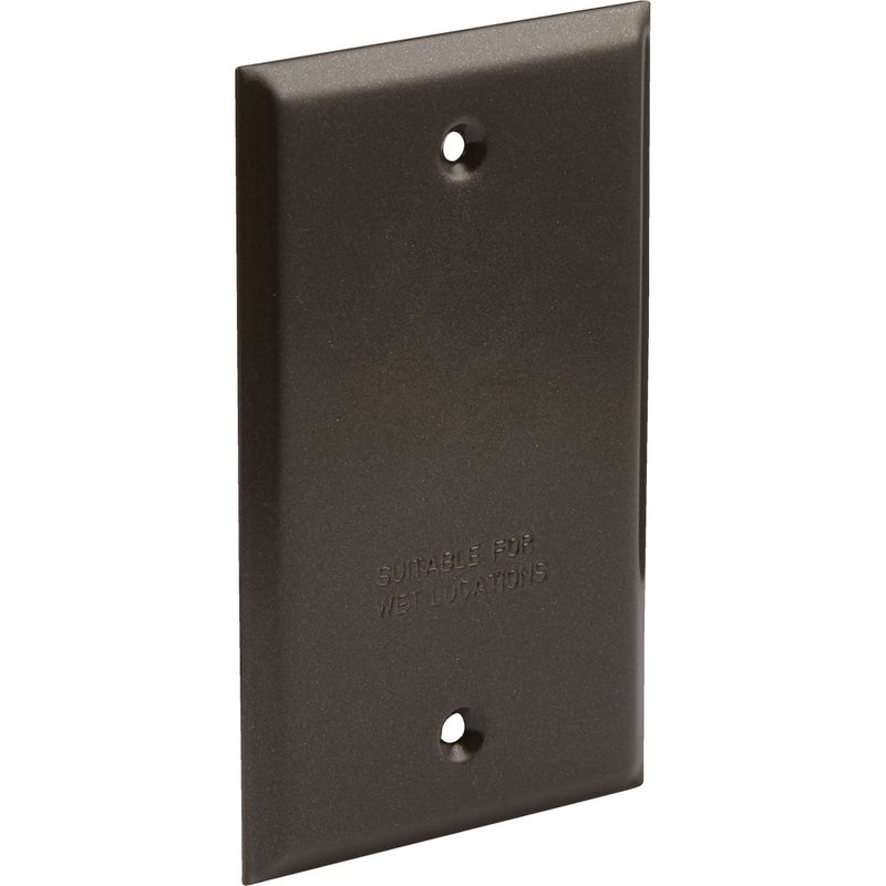 Bell Single Gang Rectangular Die-Cast Metal Bronze Blank Outdoor Box Cover