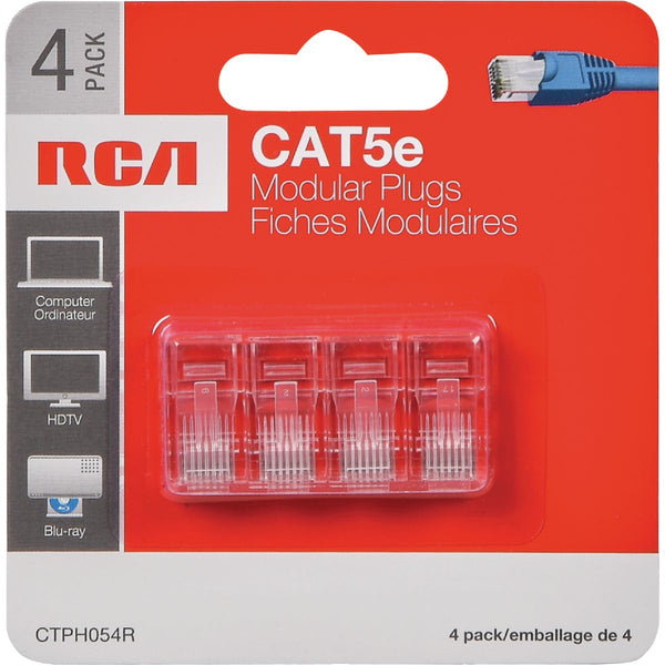 RCA CAT-5E Clear Modular Plug Connector (4-Pack)