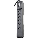Woods 6-Outlet 1440J Black Surge Protector Strip with 4 Ft. Cord
