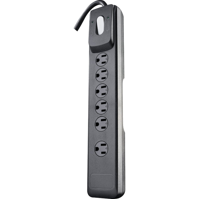 Woods 6-Outlet 1440J Black Surge Protector Strip with 4 Ft. Cord
