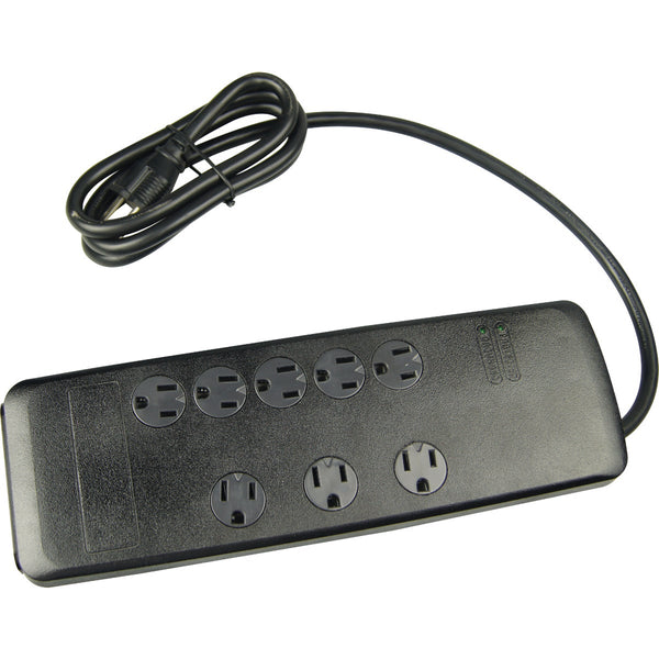 Woods 8-Outlet 3540J Black Resettable Surge Protector Strip with 6 Ft. Cord