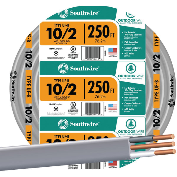 Southwire 250 Ft. 10 AWG 2-Conductor UFW/G Electrical Wire