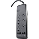 Woods 8-Outlet 3540 J Black Surge Protector Strip with 6 Ft. Cord