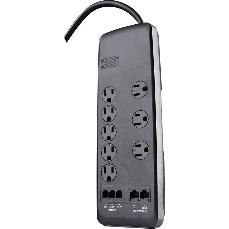 Woods 8-Outlet 3540 J Black Surge Protector Strip with 6 Ft. Cord