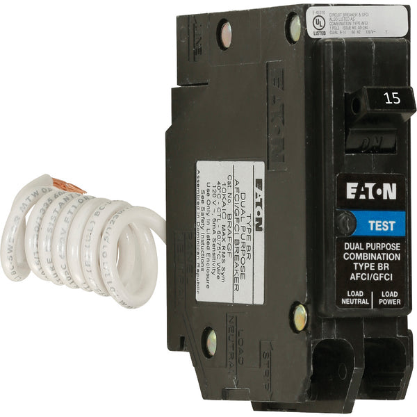 Eaton BR 15A Single-Pole Short Body AFCI/GFCI Breaker