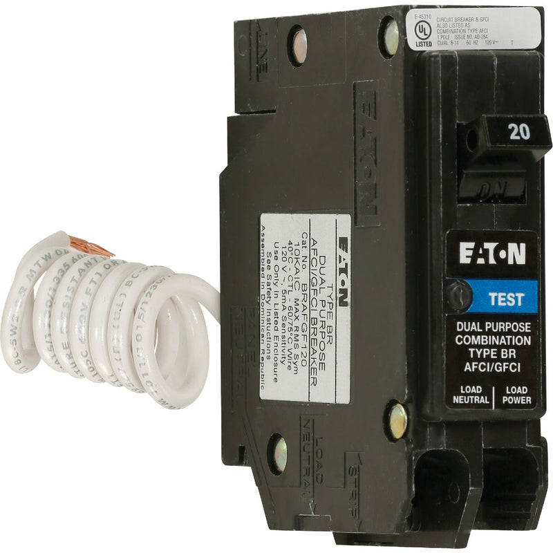 Eaton BR 20A Single-Pole Short Body AFCI/GFCI Breaker