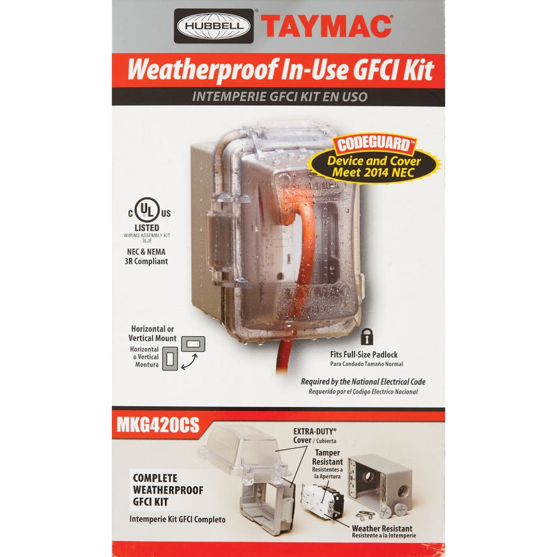 TayMac Clear Non-Metallic Vertical/Horizontal Weatherproof In-Use Outdoor GFCI Kit