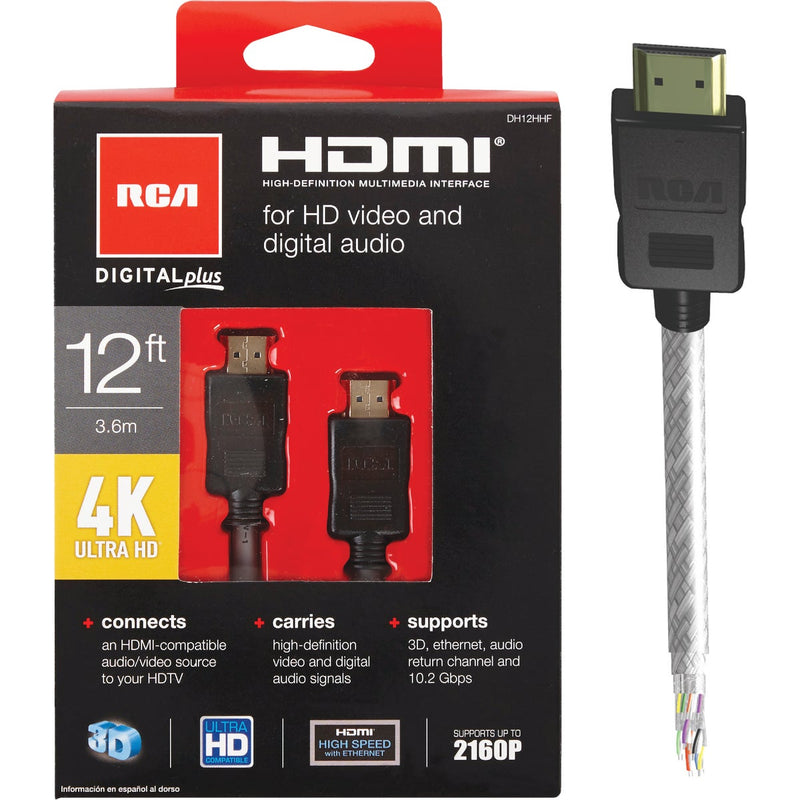 RCA 12 Ft. White 4K Ultra HD Digital Plus HDMI Cable